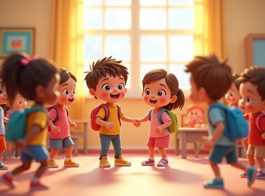 Con amigos y en la escuela